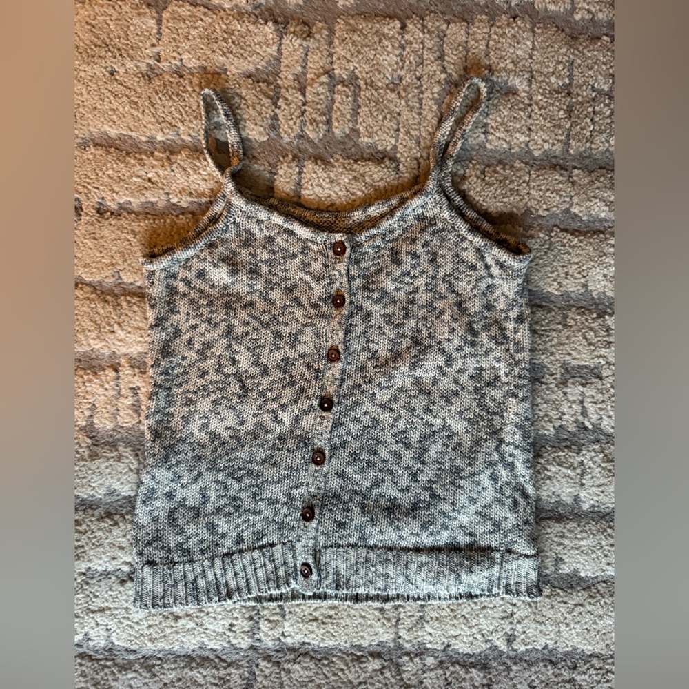 Madewell Gray Button-Up Knit Tank Top - Picture 2 of 8